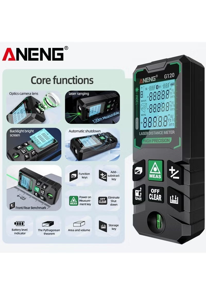 ANENG 120M Smart High-Precision Laser meter 30 Set of Data Storage Autonomous Calibration Laser Rangefinder - Image 3